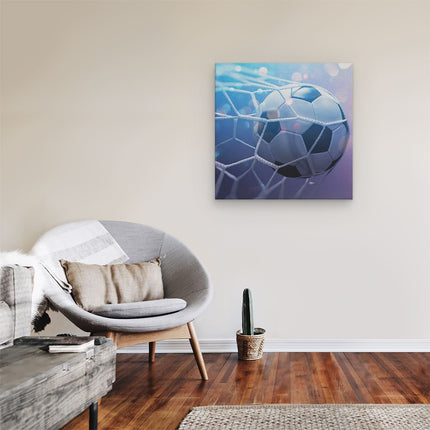 Canvas schilderij kamer Voetbal Bal Door Het Goal Heen