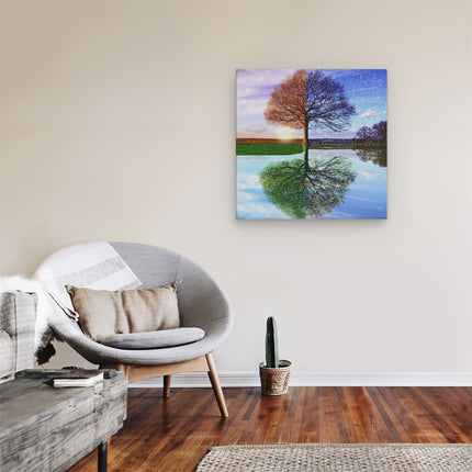Canvas schilderij kamer Vier Seizoenen Boom