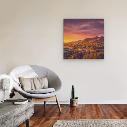 Canvas schilderij kamer Woestijn Landschap Met Zonsondergang 