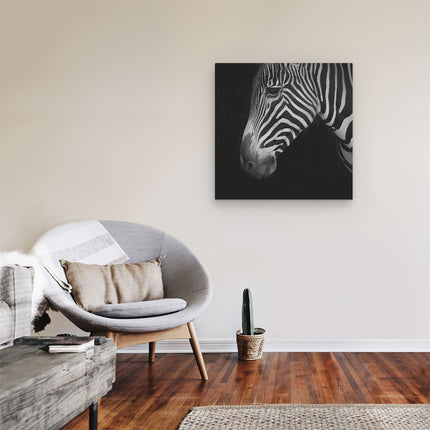 Canvas schilderij kamer Zebra Kop Vanaf De Zijkant - Zwart Wit