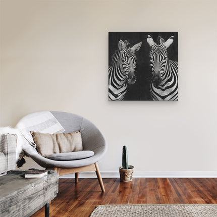 Canvas schilderij kamer Twee Zebra's - Zwart Wit