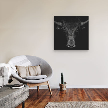 Canvas schilderij kamer Stierenkop - Stier - Zwart Wit