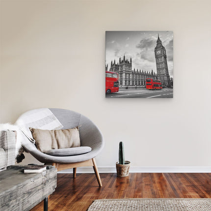 Canvas schilderij kamer Rode Bussen in Londen - Retro