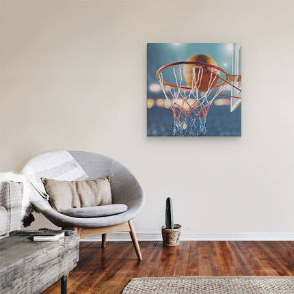 Canvas schilderij kamer Basketbal in Ring - Hoepel - Bord