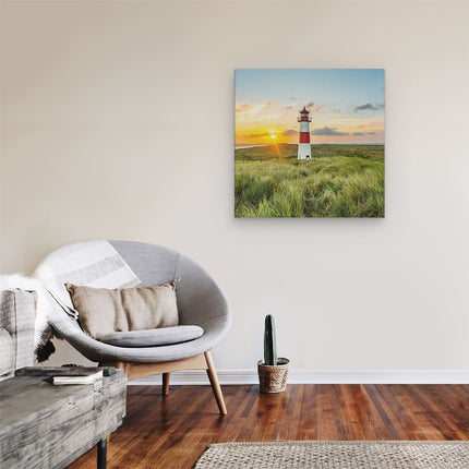 Canvas schilderij kamer Vuurtoren met Zonsopgang op een Eiland