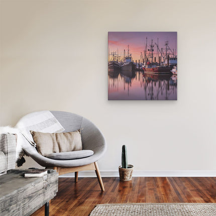 Canvas schilderij kamer Schepen in de Haven - Boten