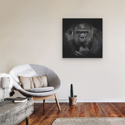 Canvas schilderij kamer Gorilla - Zwart Wit
