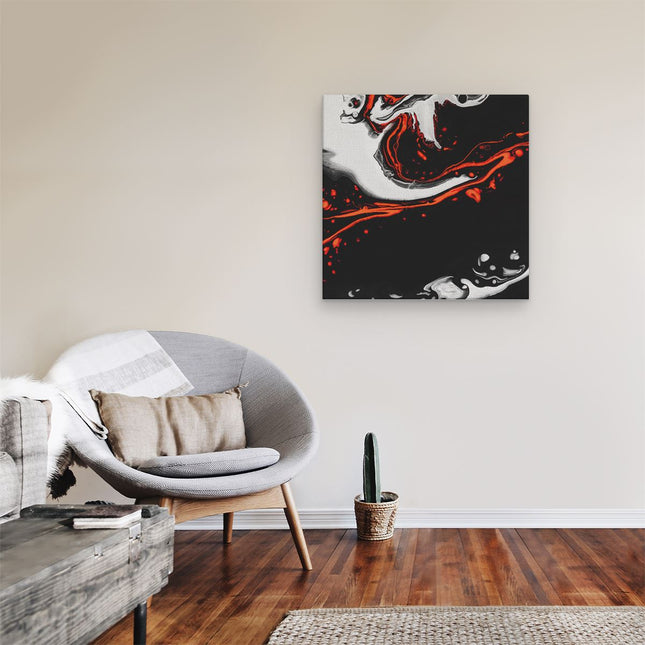 Canvas schilderij kamer Abstracte Kunst - Zwart en Wit met Rood