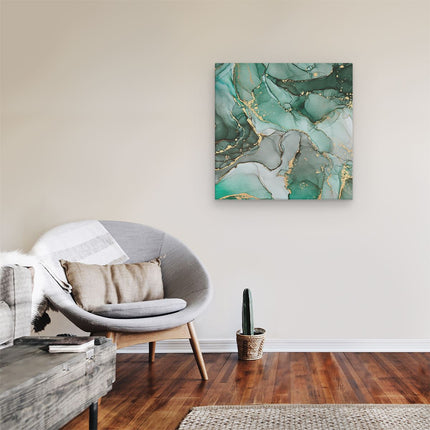 Canvas schilderij kamer Abstracte Kunst - Blauwe Marmer met Goud