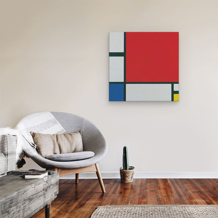 Canvas schilderij kamer Compositie 2, in Rood, Blauw en Geel - Piet Mondriaan