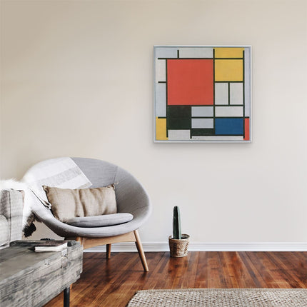 Canvas schilderij kamer Compositie met Groot Rood Vlak, Geel, Zwart, Grijs en Blauw - Piet Mondriaan