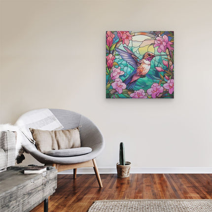 Canvas schilderij kamer Kolibrie van Glas in Lood