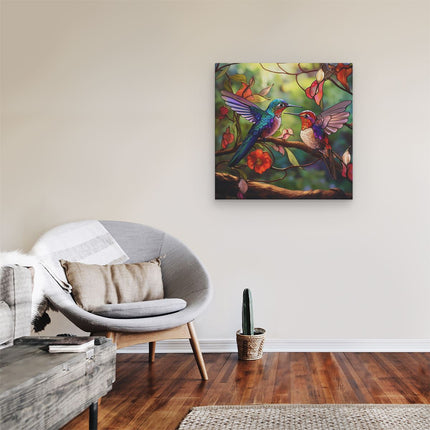 Canvas schilderij kamer Kolibries van Glas in Lood