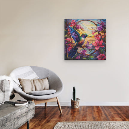 Canvas schilderij kamer Kolibrie van Glas in Lood