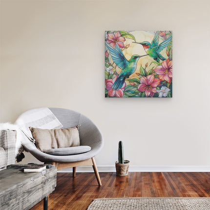 Canvas schilderij kamer Kolibries van Glas in Lood