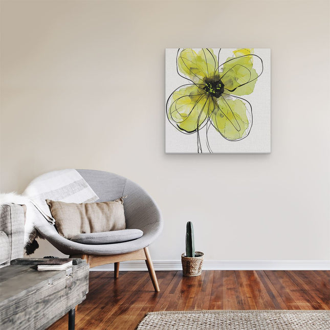 Canvas schilderij kamer Gele Bloem op een Witte Achtergrond