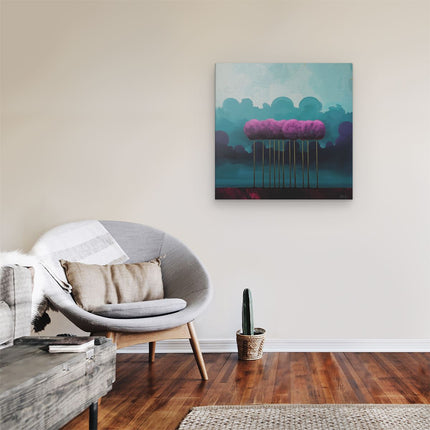 Canvas schilderij kamer Paarse Bomen in de Lucht
