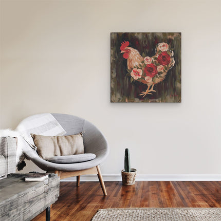 Canvas schilderij kamer Haan ​​met Rozen