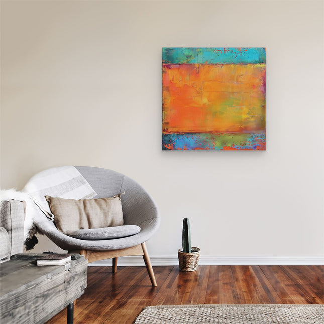 Canvas schilderij kamer Abstract Kunstwerk met Oranje, Blauwe en Groene Kleuren