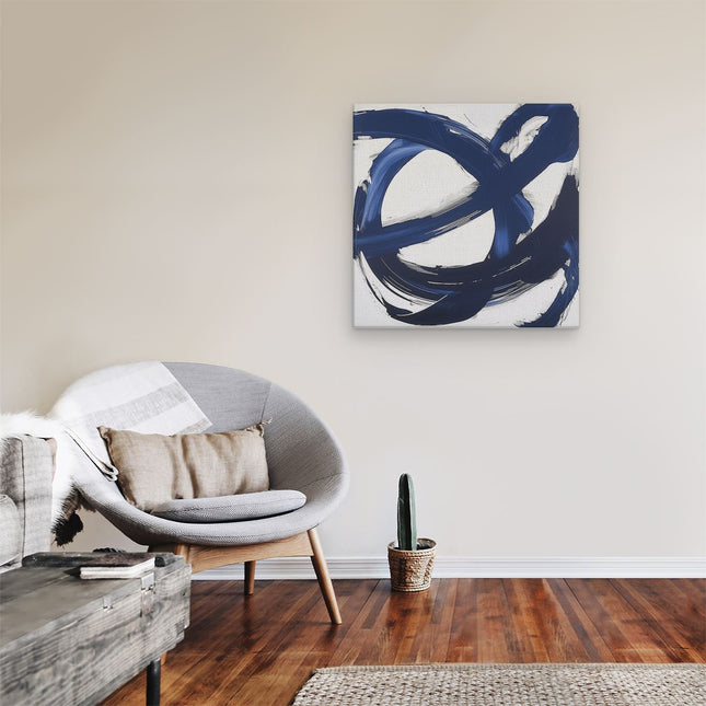 Canvas schilderij kamer Abstract Kunstwerk met Blauwe en Zwarte Strepen