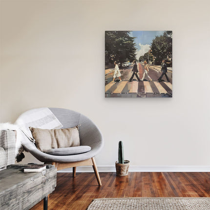 Canvas schilderij kamer Kunstwerk van de Beatles die een Straat Oversteken