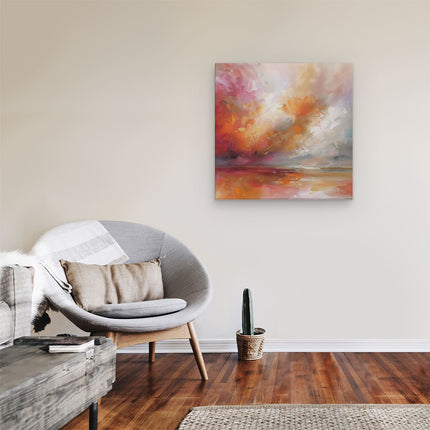 Canvas schilderij kamer Abstract Kunstwerk van een Rode, Oranje en Gele Lucht