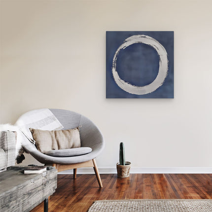 Canvas schilderij kamer Witte Cirkel op een Blauwe Achtergrond