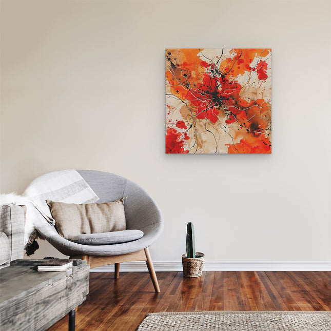 Canvas schilderij kamer Abstract Kunstwerk met Rode en Zwarte Verfspatten