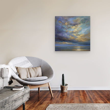 Canvas schilderij kamer Kunstwerk van een Bewolkte Hemel boven de Oceaan