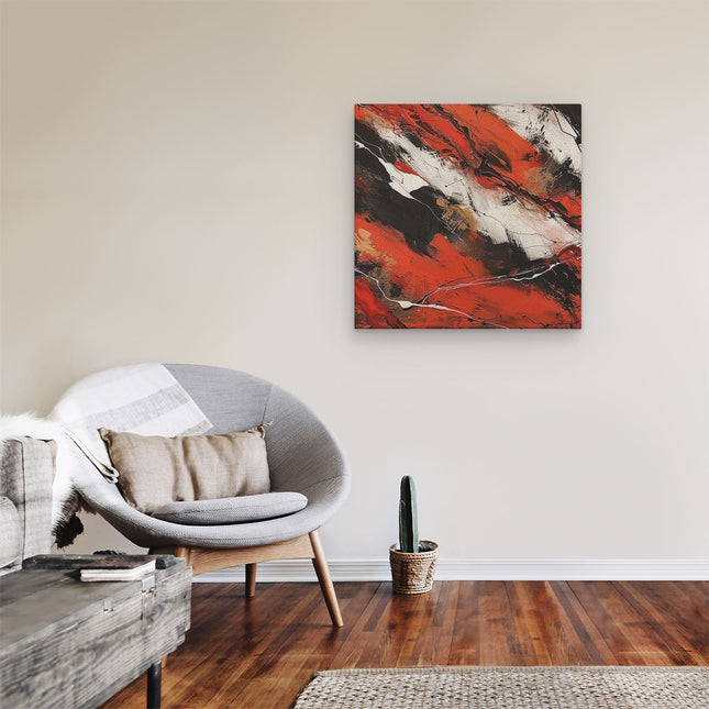 Canvas schilderij kamer Abstract Kunstwerk met Zwarte en Rode Kleuren