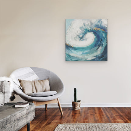 Canvas schilderij kamer Abstract Kunstwerk van een Blauwe en Witte Golf
