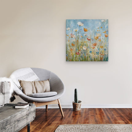 Canvas schilderij kamer Kunstwerk van Bloemen in een Veld