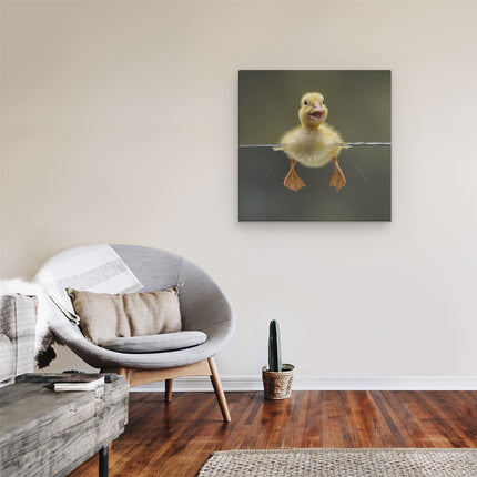 Canvas schilderij kamer Eendje Zwemmen in Water