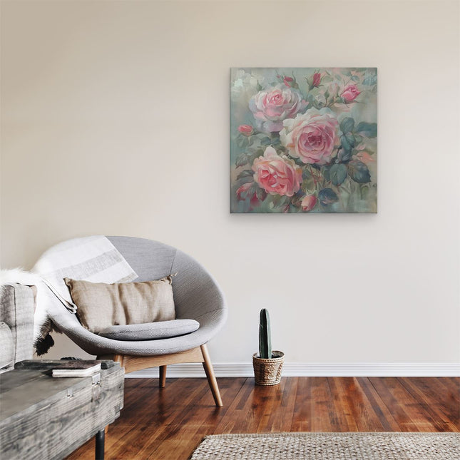 Canvas schilderij kamer Roze Rozen in een Vaas