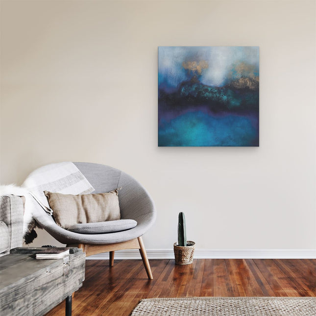 Canvas schilderij kamer Abstract Kunstwerk van Blauw en Goud