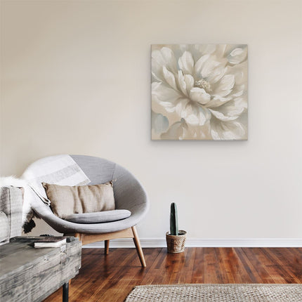 Canvas schilderij kamer Witte Bloem op een Beige Achtergrond