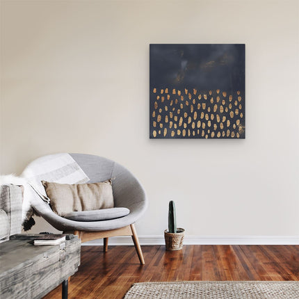 Canvas schilderij kamer Gouden Stippen op een Donkere Achtergrond
