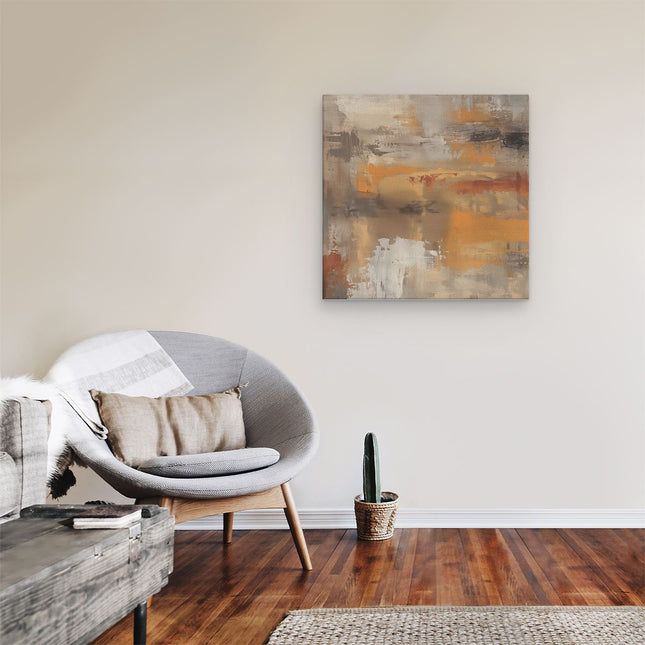 Canvas schilderij kamer Abstract Kunstwerk in Oranje en Beige