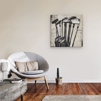 Canvas schilderij kamer Groep Golfclubs in een Tas