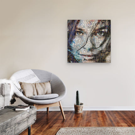 Canvas schilderij kamer Vrouwengezicht in een Mozaïek