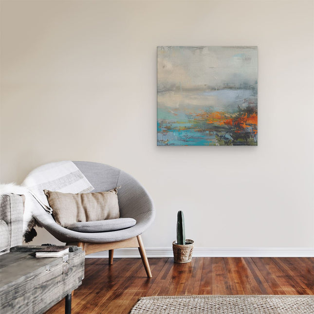 Canvas schilderij kamer Abstract Kunstwerk met Oranje, Blauwe en Groene Kleuren