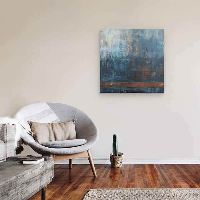 Canvas schilderij kamer Abstract Kunstwerk van Blauw en Oranje