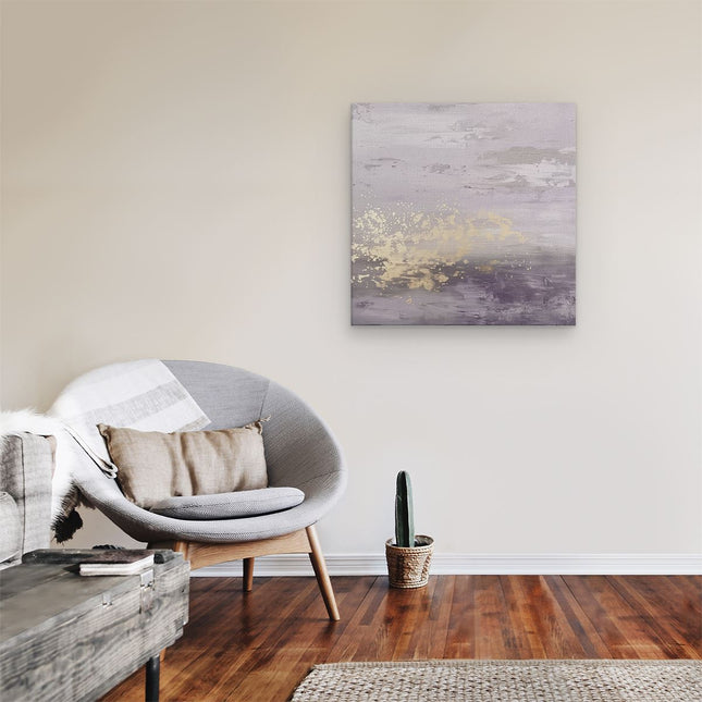 Canvas schilderij kamer Abstract Kunstwerk in Paars en Goud