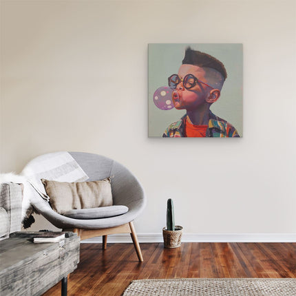 Canvas schilderij kamer Jonge Jongen die een Bel Blaast
