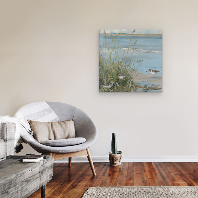 Canvas schilderij kamer Kunstwerk van Vogels op een Strand