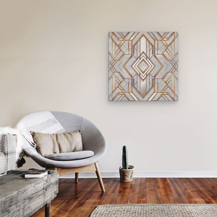 Canvas schilderij kamer Goud en Zilver Decopatroon op een Witte Achtergrond