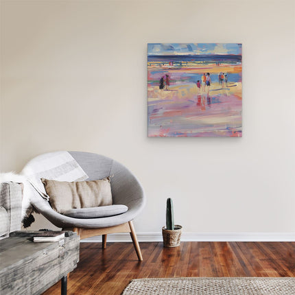 Canvas schilderij kamer Kunstwerk van Mensen die op het Strand Lopen
