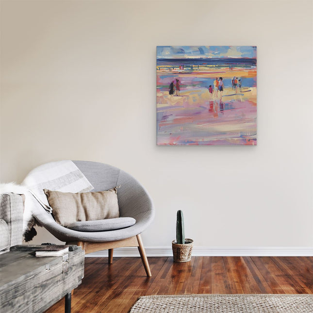 Canvas schilderij kamer Kunstwerk van Mensen die op het Strand Lopen