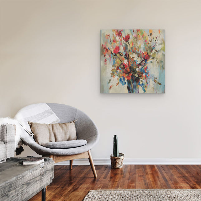 Canvas schilderij kamer Kunstwerk van Bloemen in een Vaas