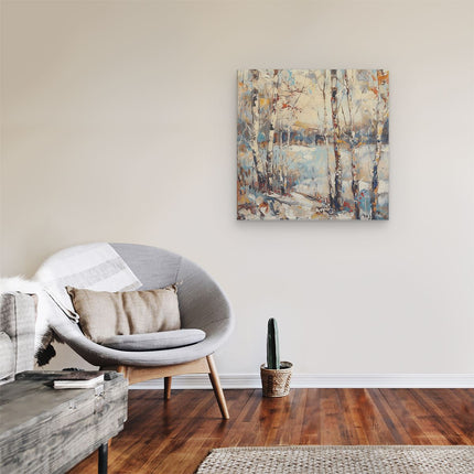 Canvas schilderij kamer Kunstwerk van Berkenbomen in de Winter